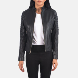 Women Adalyn Quilted Black Leather Biker Jacket