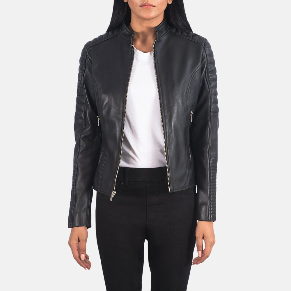 Women Adalyn Quilted Black Leather Biker Jacket