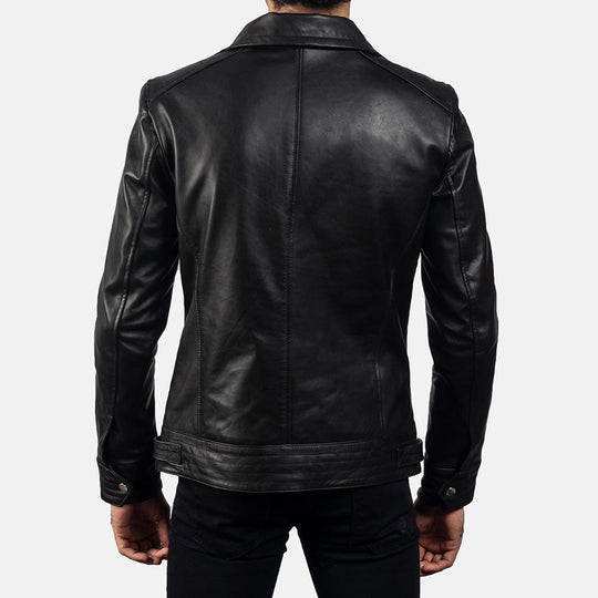 Men Legacy Black Leather Biker Jacket - Image 3