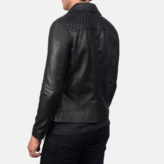 Men Raiden Black Leather Biker Jacket - Image 3