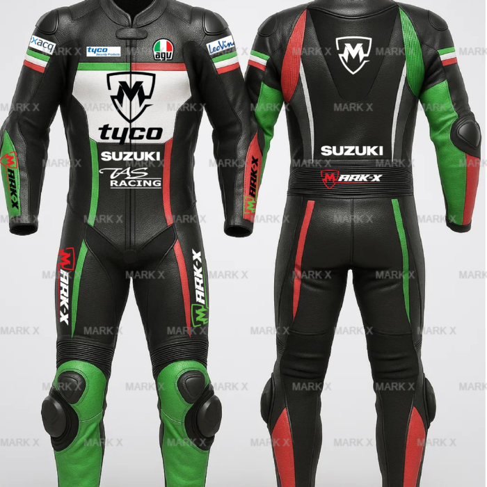 MarkX MotoGP Leather Racing Suit for Men CE Armor Motorcycle Sports Riding Gear