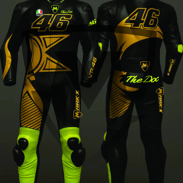 MarkX Valentino Rossi 46 MotoGP Leather Racing Suit for Men CE Armor Motorcycle Sports Riding Gear