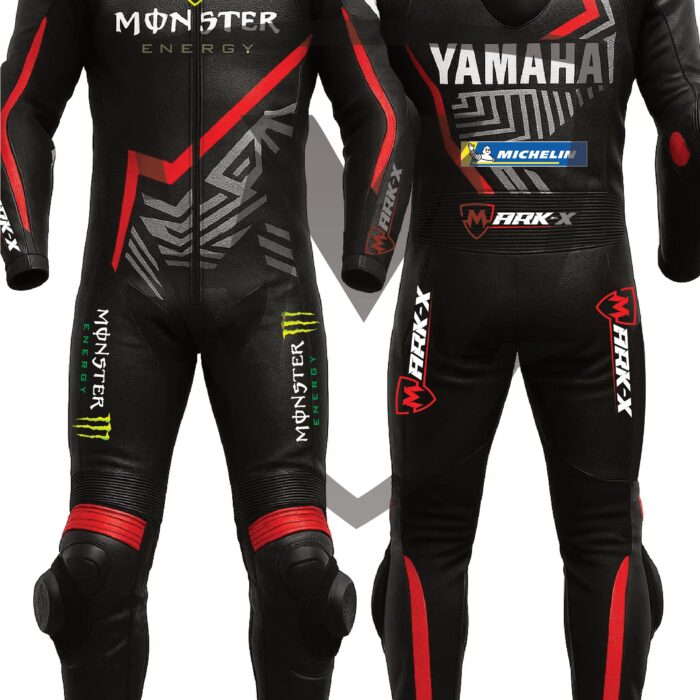 MarkX Yamaha MotoGP Leather Racing Suit for Men CE Armor Motorcycle Sports Riding Gear