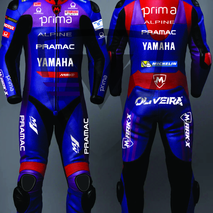 MarkX Miguel Oliveira Yamaha MotoGP Leather Racing Suit for Men CE Armor Motorcycle Sports Riding Gear